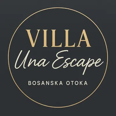 a logo for a wine escape in a black background at UNA Escape in Glodina