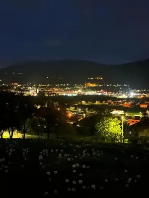 a view of a city at night with lights at Villa Alyanna in Rankovići