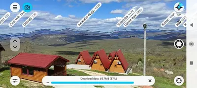 a rendering of a log cabin with mountains in the background at Bungalovi Potočarska panorama in Mrkonjić Grad