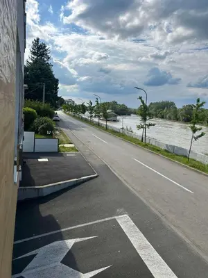 an empty road with a view of a river at Prima in Bosanska Dubica