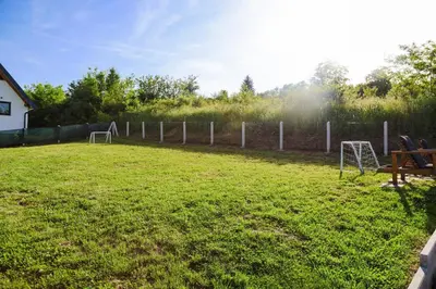 a field with two soccer goals in the grass at Brvnara Tribalija