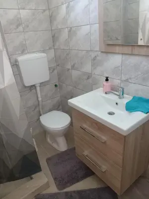 a bathroom with a white sink and a toilet at apartman Tomić in Glamoč