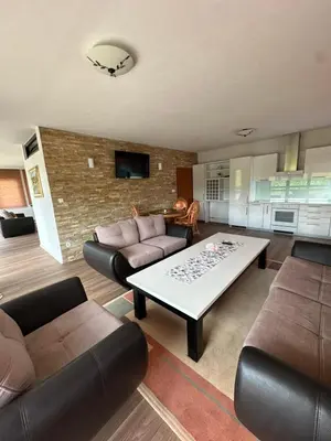 a living room with a couch and a table at Apartman Hanna