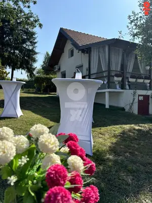 a bunch of flowers in front of a house at Vikendica Sarah in Tuzla