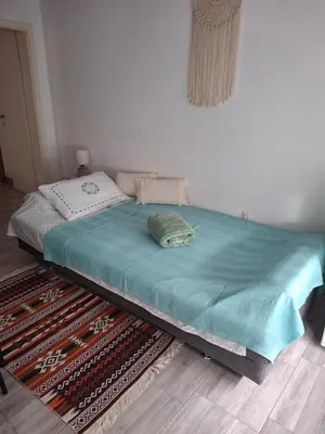 a bed in a room with a green mattress at Ćeif HOUSE in Bihać