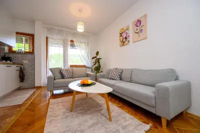 a living room with a couch and a table at Apartman HAAN in Bihać
