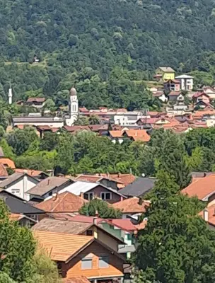 a view of a town with houses and trees at Apartman hukanovic in Bosanska Krupa