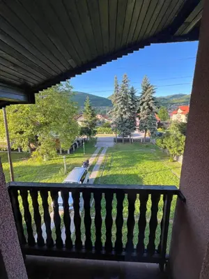 a balcony with a view of a park at Home Nur in Ivišovo Greblje