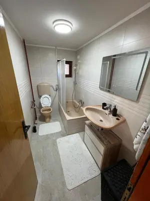 a bathroom with a sink and a toilet at Home Nur in Ivišovo Greblje