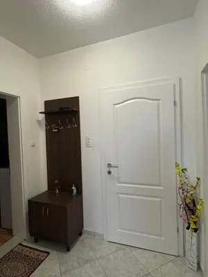 a room with a white door and a brown cabinet at Apartman Stan na dan Happy Family Bihać in Ribić