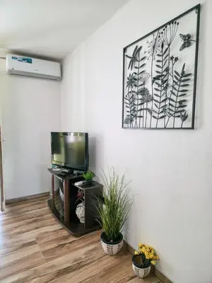 a living room with a tv and some plants at Urban Nest in Jajce