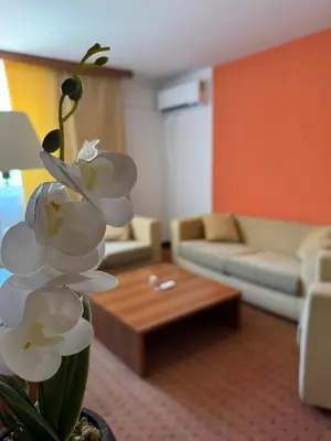 a living room with a couch and a table at Hotel Petar in Kotor-Varoš
