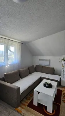 a living room with a couch and a table at Apartments Una Roots in Orašac