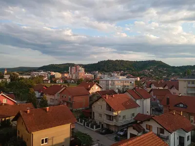 a view of a town with houses and buildings at ALEXiS in Modriča
