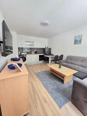 a living room with a couch and a table at Lux Una City in Bihać