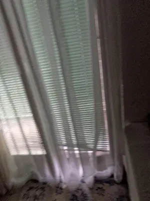 a window with white curtains in a room at Secret garden in Visoko