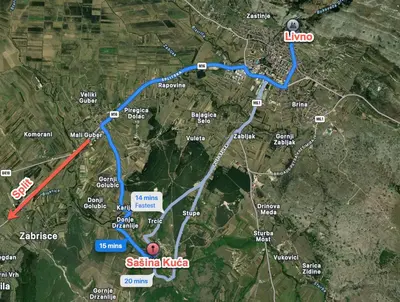 a map of the metro exodus at Sašina kuća in Livno