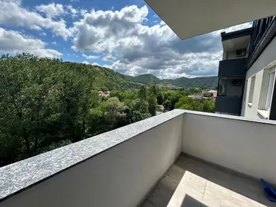 a balcony with a view of a mountain at Apartment ALINA in Visoko
