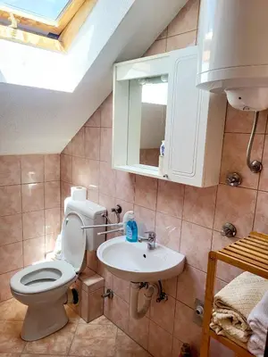 a bathroom with a toilet and a sink at N&M Mountain Escape in Kupres