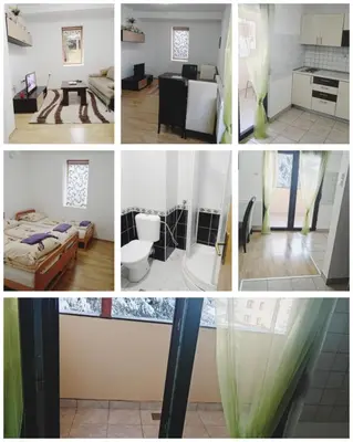 a collage of four pictures of a room at Vlašić Vacation apartment in Vlasic