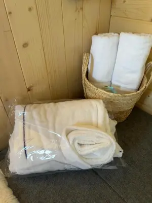 a room with two baskets of toilet paper at Petrovf Place