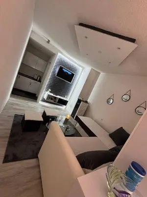 an overhead view of a living room with a couch at Luxury Apartman Dzafic in Sanski most
