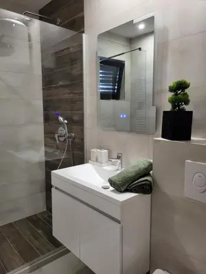 a bathroom with a white sink and a mirror at Friends 2 Vlašić in Vlasic