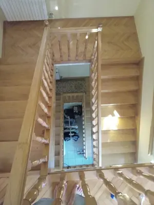 a view from the top of the stairs in a house at Villa S&M in Ivišovo Greblje
