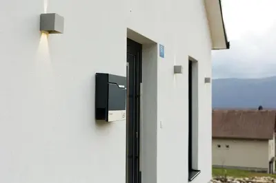 a window of a building with a television on it at NADA Home in Čelebić