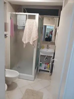 a bathroom with a shower and a sink at StaraCarsija- Zenica, City Center in Zenica