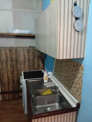 a kitchen with a sink and a microwave at Retro II