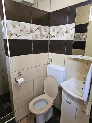 a bathroom with a toilet and a sink at Apartmani S Banja Luka in Pištelići