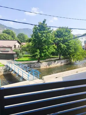a view of a river from a train window at Apartman Travnik in Travnik