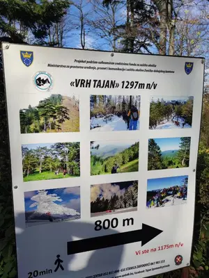 a sign for a ski resort with a picture of a mountain at Villa Kamenica in Zavidovići