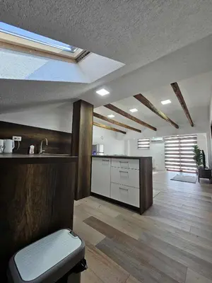 a room with a kitchen with a toilet in it at Visoko Luxury Residence in Biskupići