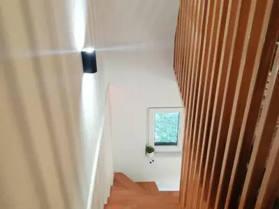a view of a stairway with a window at Kuća za odmor Villa Lana Bihać in Bihać