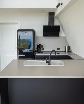 a kitchen with a sink and a counter top at Villa Gaia Novi Grad