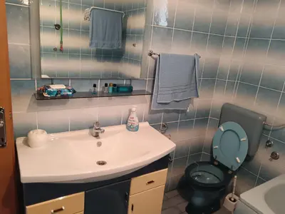 a bathroom with a sink and a toilet at Apartmani Srebrenik in Srebrenik