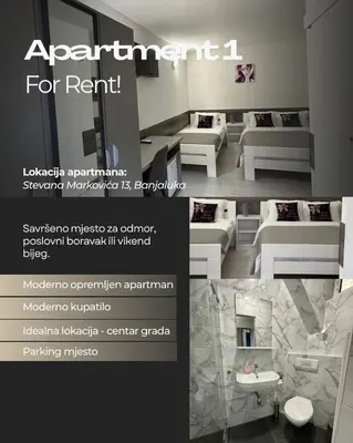 a brochure for a hospital room with beds in it at Banja Luka Arcadia in Banja Luka
