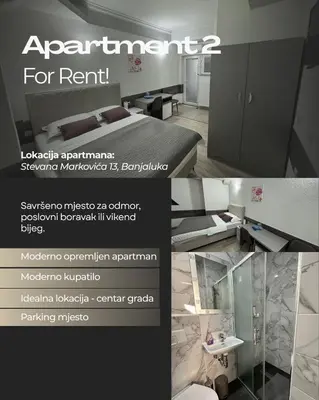a collage of two pictures of a room with a bed at Banja Luka Arcadia in Banja Luka