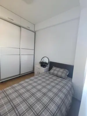 a bedroom with a bed and white cabinets at Gray Heaven Retreat in Banja Luka