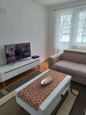 a living room with a couch and a tv at Apartman Centar in Drvar