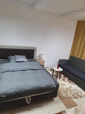 a bedroom with a bed and a couch at Prenoćište Durić in Cazin