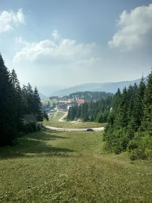 a field of grass with a road in the distance at Apartments A Vlasic in Vlasic