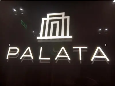 a sign that says pahtera on a building at Palata Royal Banja Luka Luxury Apartment in Banja Luka