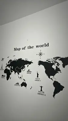 a map of the world on a wall at Stan na dan - Apartman Centar Kakanj in Kakanj