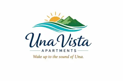 a logo for the island of una vista apartments at Apartman Una Vista in Ivišovo Greblje