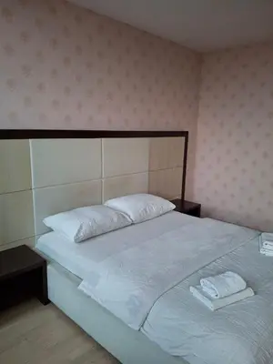 a bedroom with a large bed with two white pillows at Koncept RK in Banja Luka