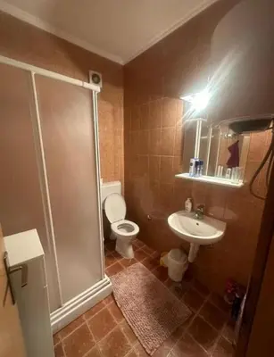 a bathroom with a shower and a toilet and a sink at Vlašić Forest Valley in Vlasic