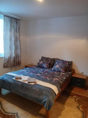 a bedroom with a bed in a room with a window at Apartment Snow Vlašić in Šišava